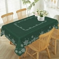 thumbnail image 1 of 60x84inches Christmas Tablecloth Green and White Snowflakes Decorative Table Cloth Washable Wrinkle Resistant Fabric Table Cover for Kitchen Dining Winter Holiday Xmas New Year Party Decor, 1 of 7