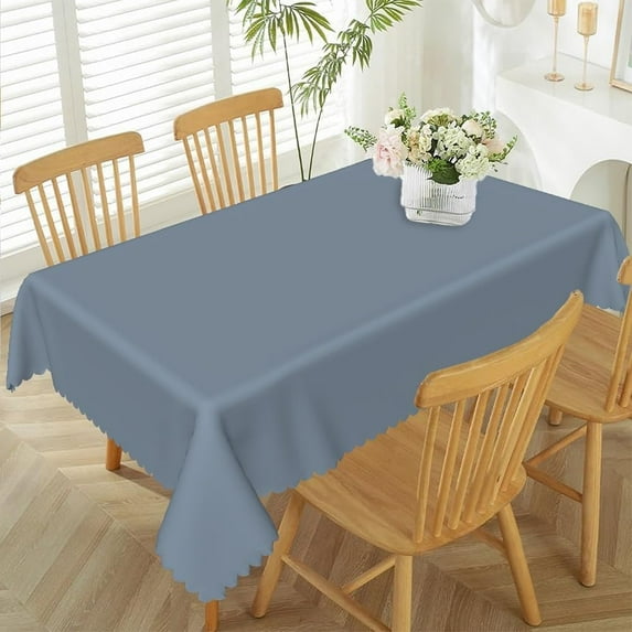 60x84inches Dusty Blue Tablecloth Rectangular Solid Color Table Cloth Washable and Wrinkle Resistant Fabric Table Cover for Kitchen Dining Patio Outdoor Picnic Banquet Party Decorations