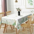 thumbnail image 1 of 60x84inches Eucalyptus Leaf Rectangle Tablecloth Spring Summer Green Gold Leaves Fabric Table Cloths Greenery Sage Table Cloth Cover for Kitchen Dining Room Picnic Indoor Outdoor Home Decor, 1 of 7