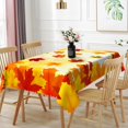 thumbnail image 1 of 60x84inches Fall Rectangle Tablecloth Orange Watercolor Maple Leaf Print Table Cloth Oil Proof Polyester Fabric Table Cover for Farmhouse Autumn Thanksgiving Kitchen Dining Room Home Decor, 1 of 7