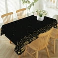 thumbnail image 1 of 60x84inches Happy New Year Tablecloth - Black and Gold Stars Fireworks Champagne Washable Reusable Fabric Table Cover for New Year Eve Party Decorations, 1 of 7