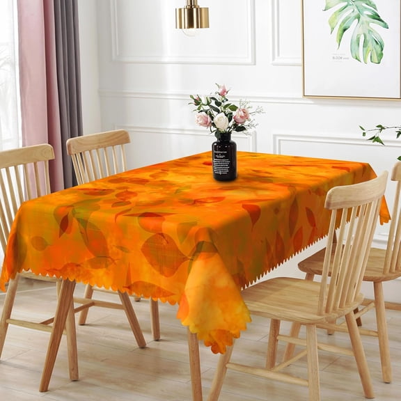 60x84inches Leaves Orange Red Tablecloth Autumn Fallen Leaves Nature Fall Polyester Rectangle Tablecloths Spill Proof Washable Table Cloth Cover for Dining Room Banquet Outdoor Party Decors