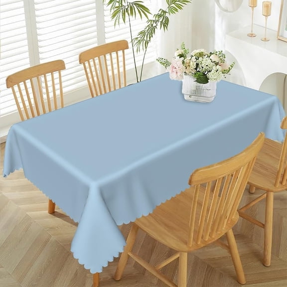 60x84inches Light Blue Rectangular Tablecloth Baby Blue Polyester Fabric Table Cover Solid Color Waterproof Table Cloth for Kitchen Dining Baby Shower Birthday Engagement Wedding Parties