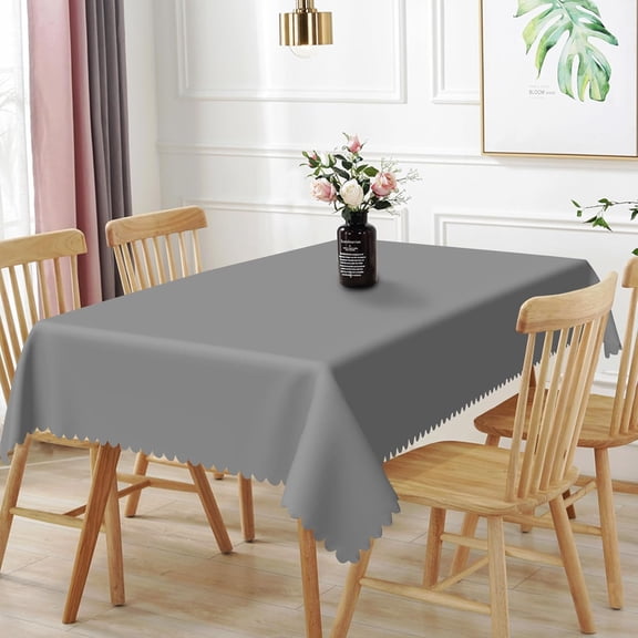60x84inches Light Grey Rectangle Tablecloth Solid Color Stain and Wrinkle Resistant Washable Polyester Table Cloth Cover for Kitchen Dining Table Buffet Parties Camping Indoor Outdoor Use