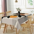 thumbnail image 1 of 60x84inches Mid Century Boho Tablecloth Abstract Minimalist Arch Leaf Semicircle Sun Contemporary Modern Table Cloth Polyester Fabric Waterproof Table Cover for Kitchen Dining Room Home Decor, 1 of 7
