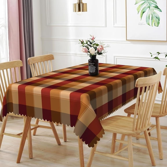 60x84inches Plaid Rectangle Tablecloth Red Checkered Polyester Table Cloth Cover Waterproof Spill Proof Wrinkle Resistant Table Protector for Kitchen Dining Room Indoor Outdoor Party Decors
