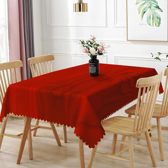 60x84inches Red Tablecloth Rustic Wooden Grain Rectangle Table Cloths Waterproof Wrinkle Free Polyester Fabric Table Cover for Kitchen Buffet Wedding Banquet Restaurant Event Party Decors