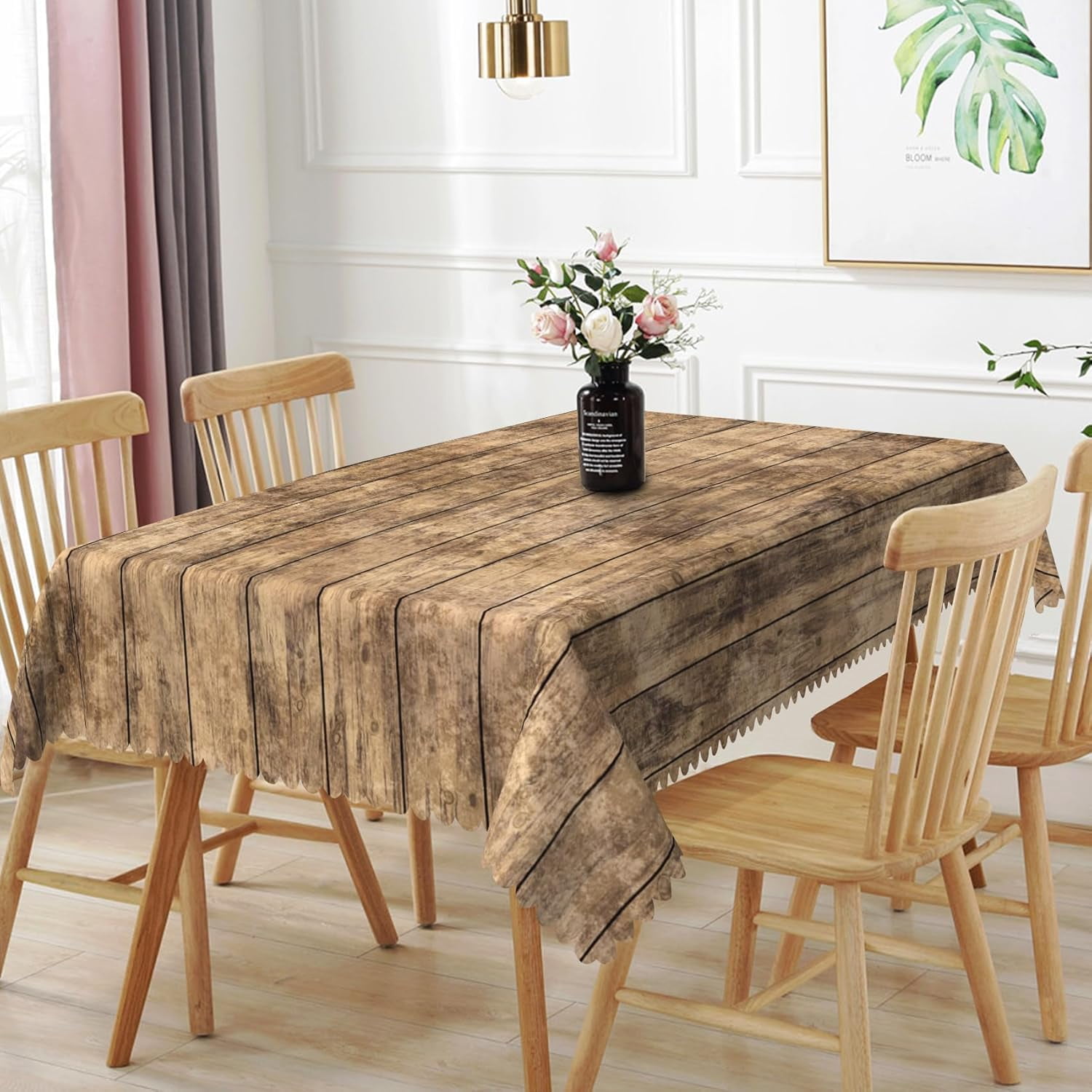 Rustic Cloth Tablecloth 60x84inches Rustic Wood Grain Tablecloths Wooden Texture Printed Fabric ...