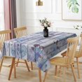 thumbnail image 1 of 60x84inches Vintage Floral Wooden Texture Tablecloth Watercolor Blue Flowers Wood Plank Table Cloth Durable Fabric Rectangle Table Cover for Kitchen Dining Room Patio Indoor Outdoor Use, 1 of 7