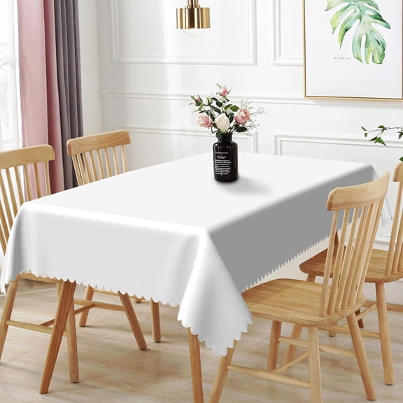 60x84inches White Rectangle Tablecloth Polyester Rectangle Table Cloth Stain Resistant Wrinkle Free and Washable Table Cover for Kitchen Dining Buffet Banquets Wedding Parties Supplies