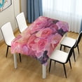 thumbnail image 1 of 60x90 Inch Tablecloth Polyester Square Tablecloth for Home Kitchen Dinner Decor Pastel Pink Roses, 1 of 9