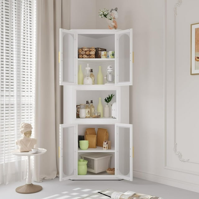 61.02" Metal Display Storage Tall Kitchen Pantry with