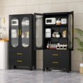 thumbnail image 1 of 61.02”H Metal Pantry Storage Cabinet with Drawer,Pantries Cabinets with Acrylic Glass Doors and Adjustable Shelves,Cupboard for Kitchen, Laundry Room,Living Room,Bathroom,Dinning Room, 1 of 7