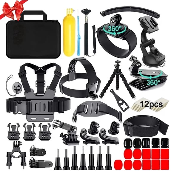 HONGDAK 61 in 1 Action Camera Accessories Kit for Gopro Hero 13/12/11/10/9/8/7/6, Gopro Max, Gopro Fusion, Xiaomi, Insta360, Dji Osmo Action