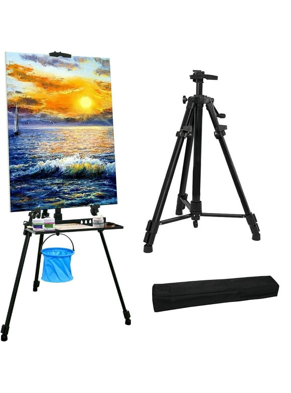 61"-20"Artist Easel Stand, Thick Thick Magnesium Iron Tripod Display Easel with Portable Bag for Floor/Table-Top Drawing and Displaying, Painting Easel for kids Adult, Spirit Level