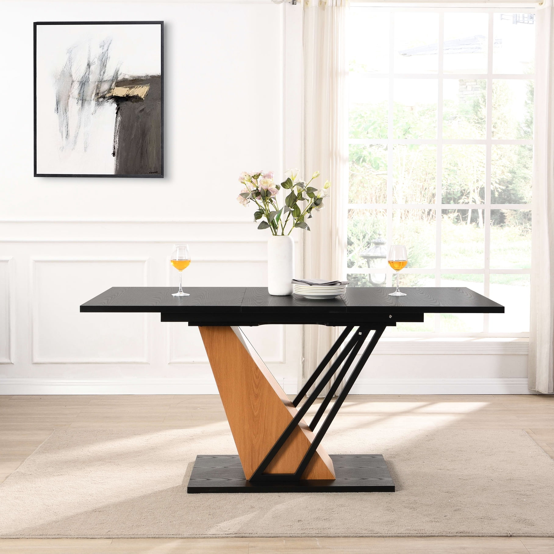 61.27(46.46) Inch Table With Extendable Option, Base, Metal Frame ...