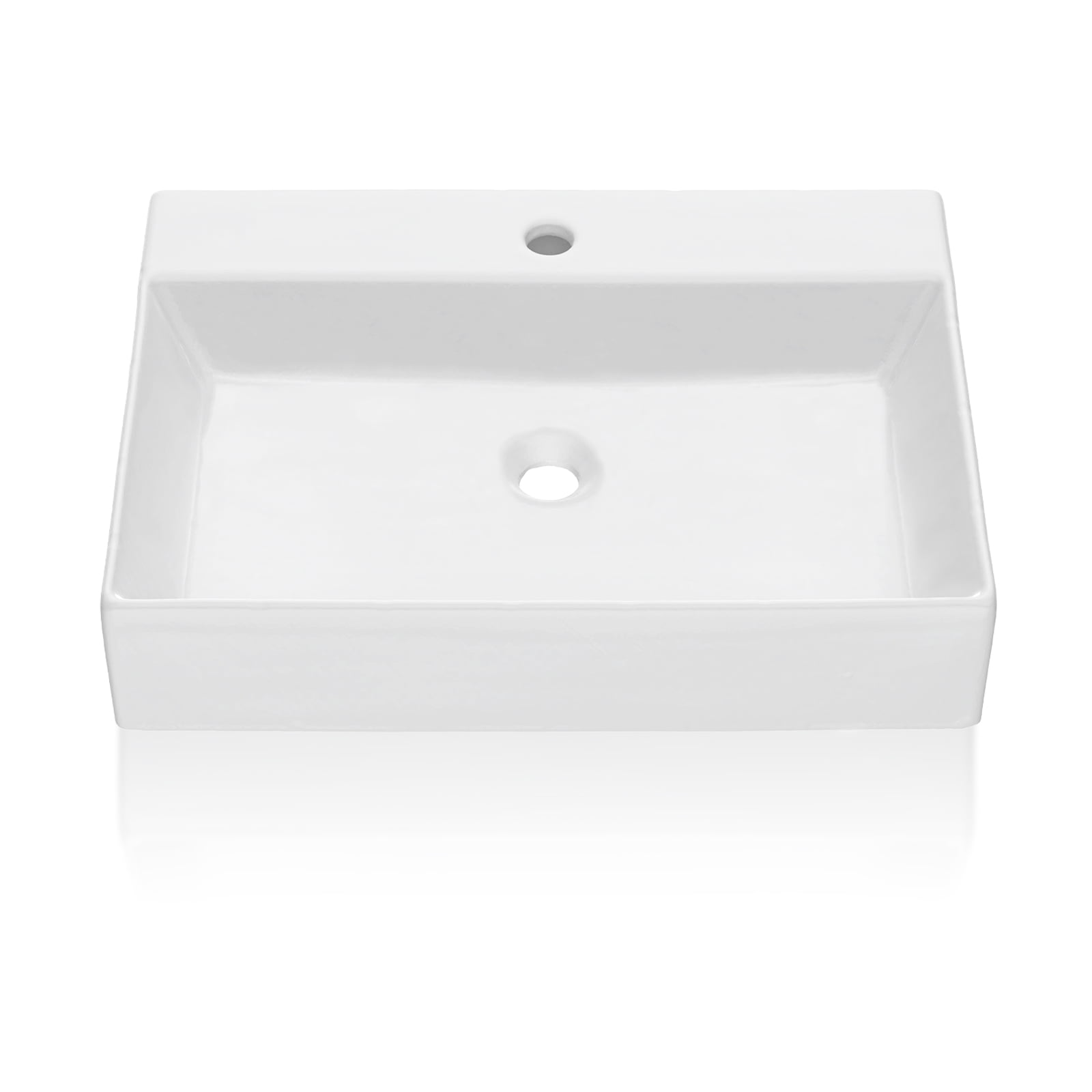 61 * 45 * 13cm Bathroom Vessel Sink, Rectangle Bathroom Sink, White Vessel Sink, Countertop Modern Sink