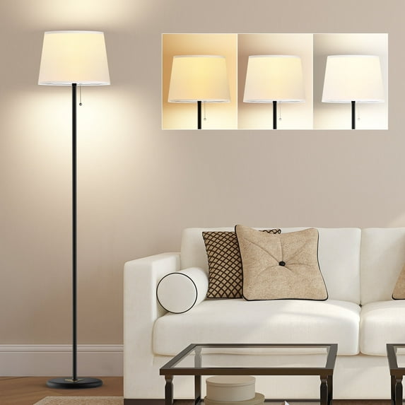 JURULU Traditional Standing Floor Lamp for Living Room with a 9W Bulb-3 Color Temperatures Included, perfect for Bedroom, Study Room, Corner