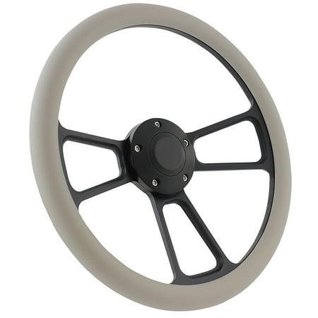 61-63 Ford Thunderbird Steering Wheel Kit 14" Black Muscle Steering Wheel Grey Half Wrap