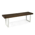 thumbnail image 1 of 61.75" Brown and White Contemporary Rectangular Outdoor Patio Dining Bench, 1 of 5