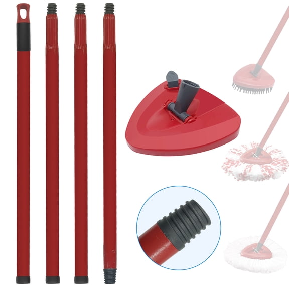 61.8" Extendable Spin Mop Handle and Base Set, Sturdy Floor Cleaning Accessories Compatible with O Cedar EasyWring System