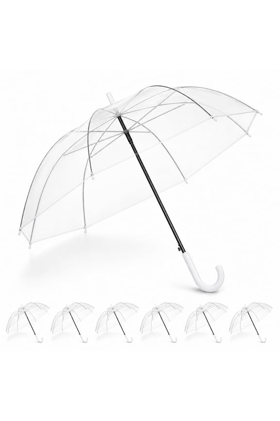 61.8 Inch Arc Large Clear Bubble Umbrella for Wedding & Daily Use, Transparent Dome Windproof Rainproof Stick Umbrella with J-Handle – Elegant Photo Prop for 1-2 People
