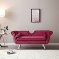 thumbnail image 1 of 61" Accent Sofa, Modern Velvet Upholstered Loveseat Sofa Couch with Nailhead Trims & Curved Backrest & Rolled Arms & Silver Metal Legs & Removable Cushion 3-Seat Sofa Armchair for Living Room Burgundy, 1 of 5
