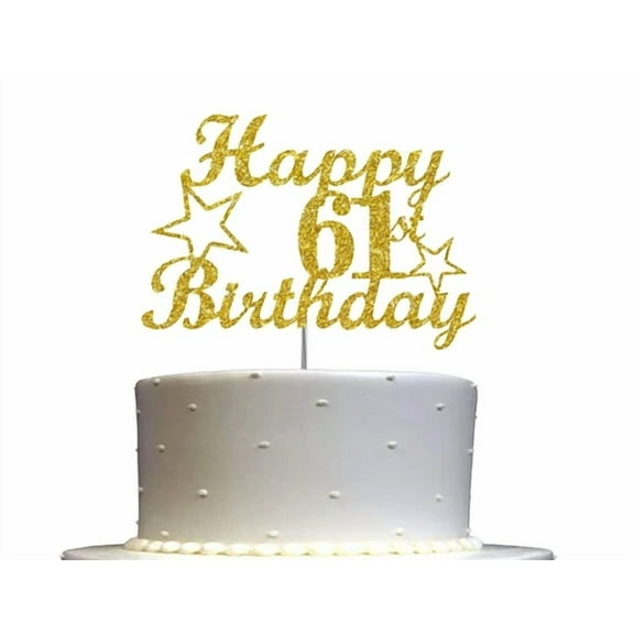 61 Birthday Cake Topper Gold Glitter, 61St Party Decoration Ideas