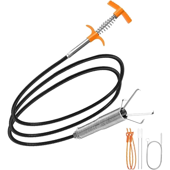 61 In Drain Snake Hair Drain Clog Remover Tool, Sink Drain Cleaner for Sewer Kitchen Bathroom Shower Tub Toilet Clogged Drains Opener Cleaning Tool, Flexible Grabber Claw Pick Up Reacher Tool