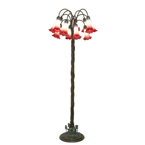 Meyda Tiffany 262113 Tiffany Pond Lily 12 Light 61" Tall Buffet Floor Lamp - Bronze