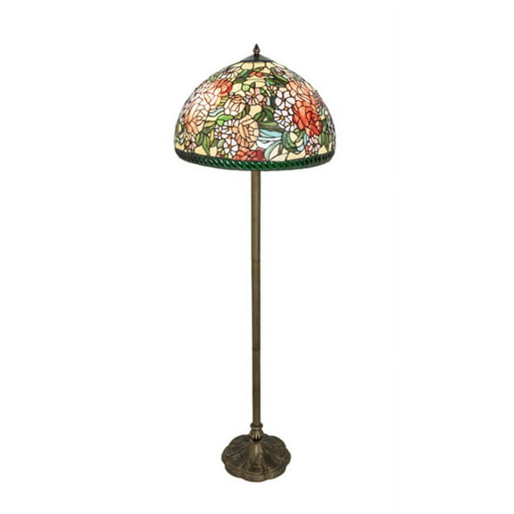 Meyda Tiffany 203392 Romance Rose 2 Light 61" Tall Buffet Floor Lamp - MultiColor