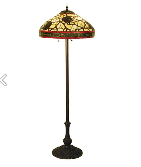 Burgundy Pinecone Elegance 63" Tiffany-Style Floor Lamp