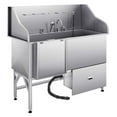 thumbnail image 1 of 61 Inch Dog Grooming Tub Stainless Steel with Ramp & Filter - Professional Pet Bathing Station - Heavy Duty 440lbs Capacity - Left Hand Drain, 1 of 9