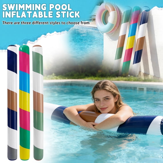 61 Inch Inflatable Pool Noodle Stick - Extra Long 61 Inch Glitter Float for Adult Swimming, Water Relaxation & Exercise, Colored Swimming Sticks ALL-3PC