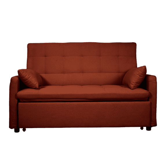 61-Inch Large-Size Convertible Sofa Bed for Apartment & Guest Room, Reinforced Iron Frame with Storage Pockets & Adjustable Backrest, Space-Saving Fabric Sleeper for Home Use