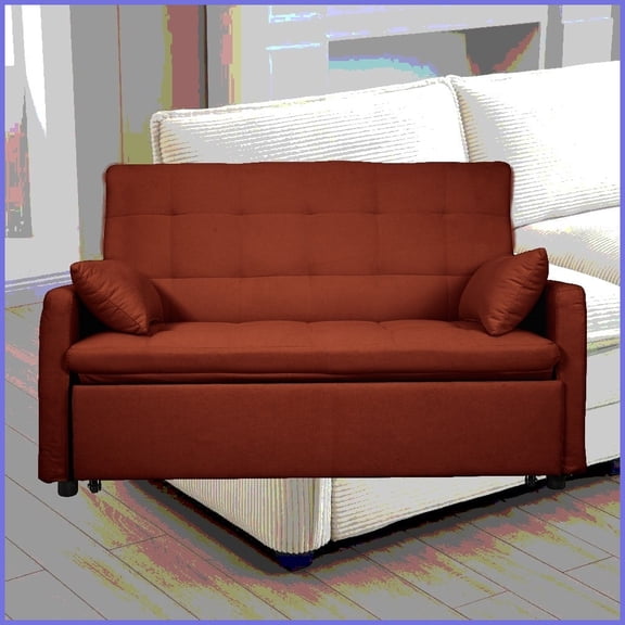 61-Inch Modern Fabric Sofa Bed for Living Room/Bedroom - Convertible with Reinforced Iron Frame