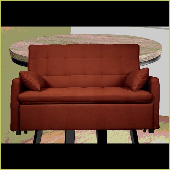 61-Inch Modern Linen Convertible Sofa Bed for Living Room/Bedroom - Reinforced Iron Frame & Space-Saving Design