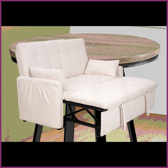 61-Inch Modern Linen Sofa Bed – Reinforced Iron Frame for Living Room/Bedroom