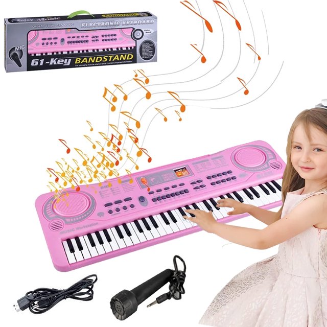 GOFLAME 54-Key Electronic Keyboard Piano With Microphone - Portable Digital Piano For Kids & Beginners, Black
