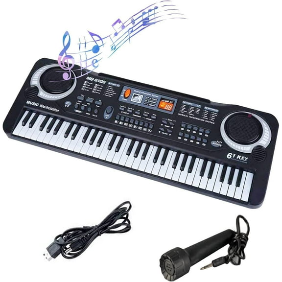 61 Key Digital Music Piano Keyboard for Kids,Portable Electronic Musical Instrument,Multi-function Keyboard with Microphone Gifts for Boys and Girls