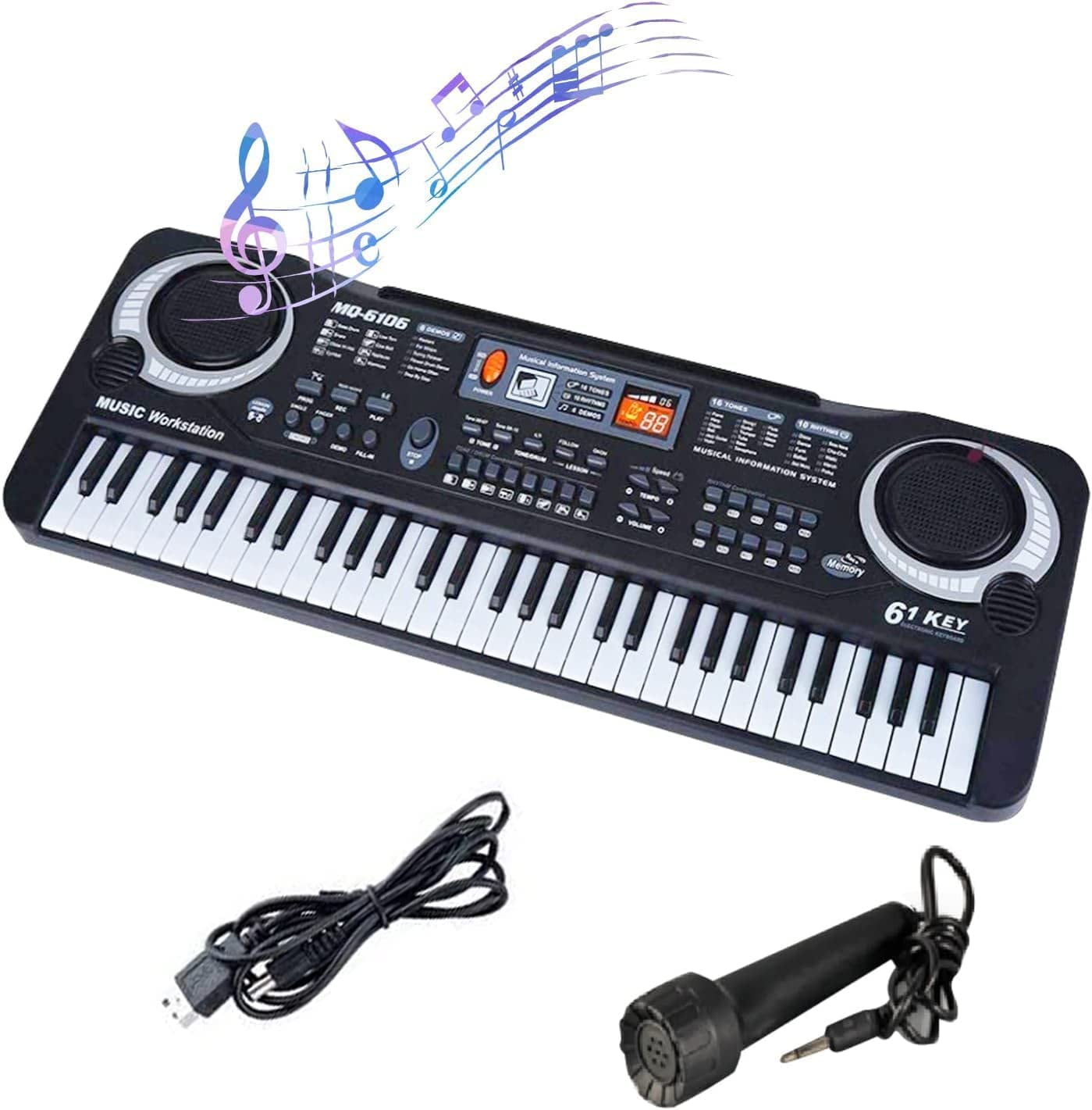 GOFLAME 54-Key Electronic Keyboard Piano With Microphone - Portable Digital Piano For Kids & Beginners, Black
