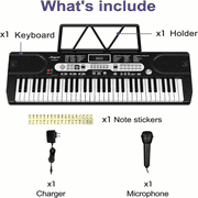 61-Key Electric Keyboard Piano For Beginners With Microphone, Power Supply, And Built-In Speakers – Portable Piano For Teaching, Ideal Birthday Or Christmas Giftreal Piano For Adults,Piano