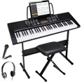 61 Key Electronic Keyboard Piano with Stool Headphones Microphone Stand