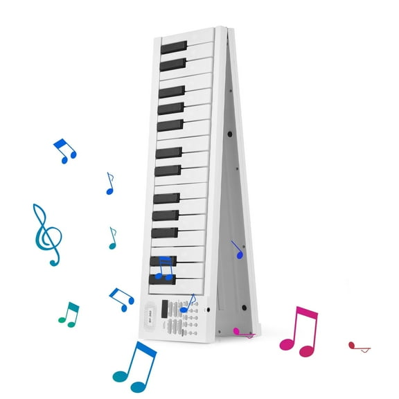 61-Key Foldable Electronic Piano Multifunctional Electronic Piano Keyboard with LED Display Built-in Rechargeable Battery Portable Musical Instrument Digital Piano with Carrying Bag for Beginners