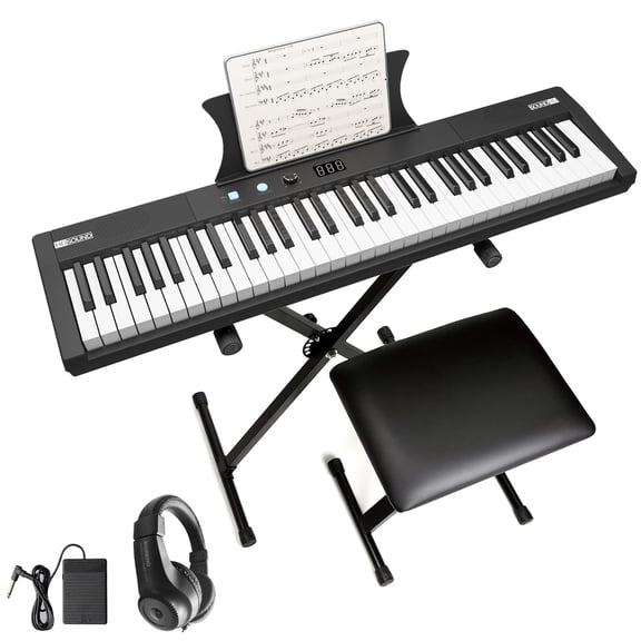 61 Key Keyboard Piano, Protable Electric Semi-Weighted Piano Keyboard for Beginner/Professional, With Power Supply, Built In Speakers, Pedal, Perfect for Birthday or Christmas