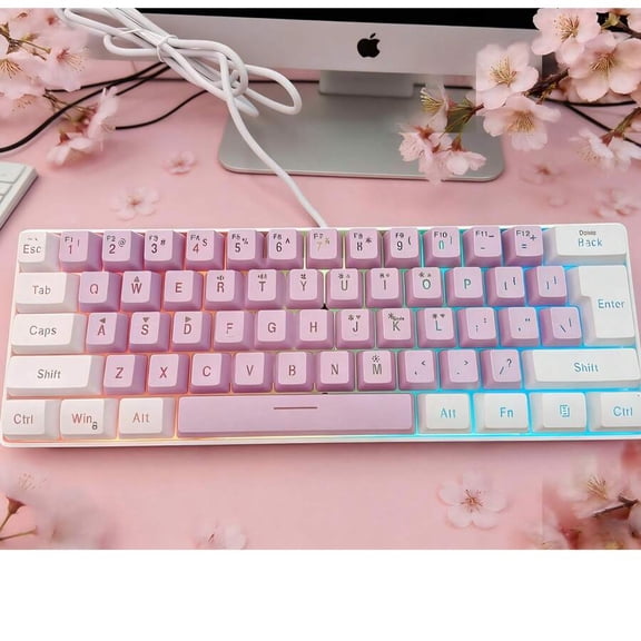 61-Key Membrane Keyboard With RGB Backlit, USB Wired Gaming Keyboard, Soft Typing For Office & PC