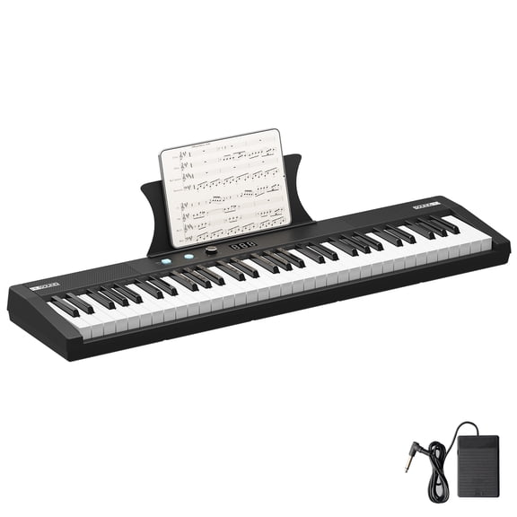 61-Key Portable Electric Keyboard Piano, Semi-Weighted Keys with Power Supply, Built-In Speakers, Pedal Best Holiday Gift For Music Lover
