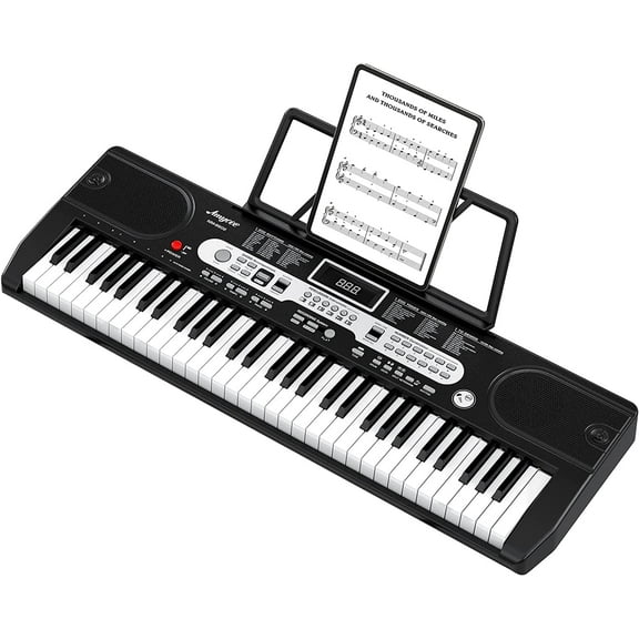 61 Key Portable Electronic Keyboard – Lightweight HIPS Digital Piano with Built-in Speakers, LED Display & Practice Modes, Easy-Carry Design for Beginners Music Sheet Holder,Carry Bag