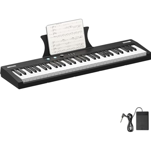 61 Key Touch-Sensitive Portable Keyboard  Lightweight HIPS Digital Piano with Responsive Keys, Dual Speakers, LED Display & Practice Modes for Home Music Training