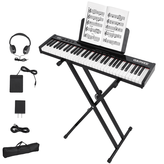 61 Keyboard Piano, Portable Electronic Keyboard Piano, Includes Music Stand & Power Adapter, Ideal for Both Beginners and Professional Musicians